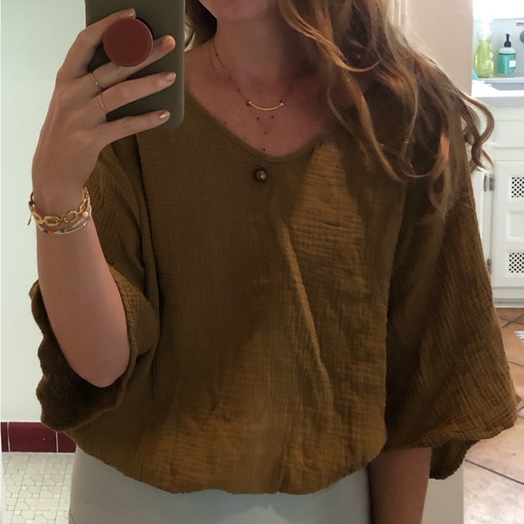 SUUNDAY GAUZE DOLMAN TOP IN TAPENADE sz S - Picture 5 of 8